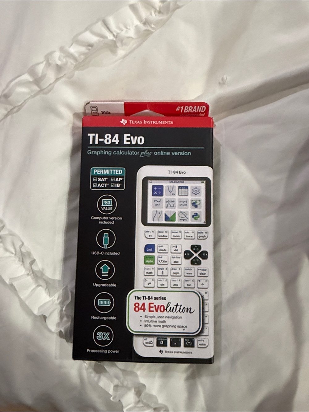 White color Texas Instruments TI-84 Evo Graphing Calculator -